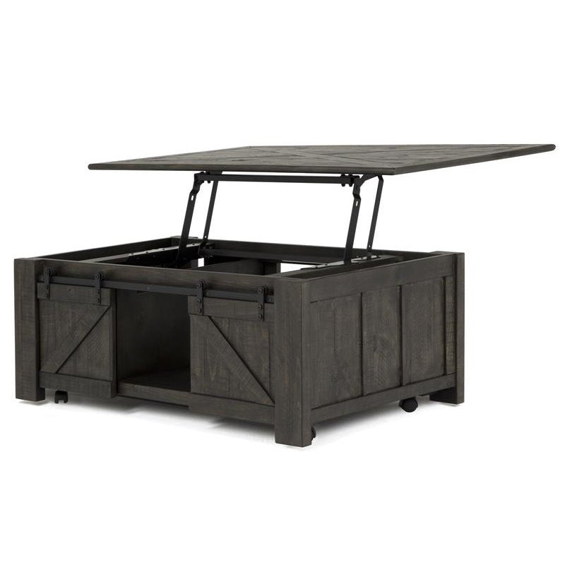 Beaumont Lane Solid Pine Rectangular Lift Top Coffee Table in Weathered Charcoal