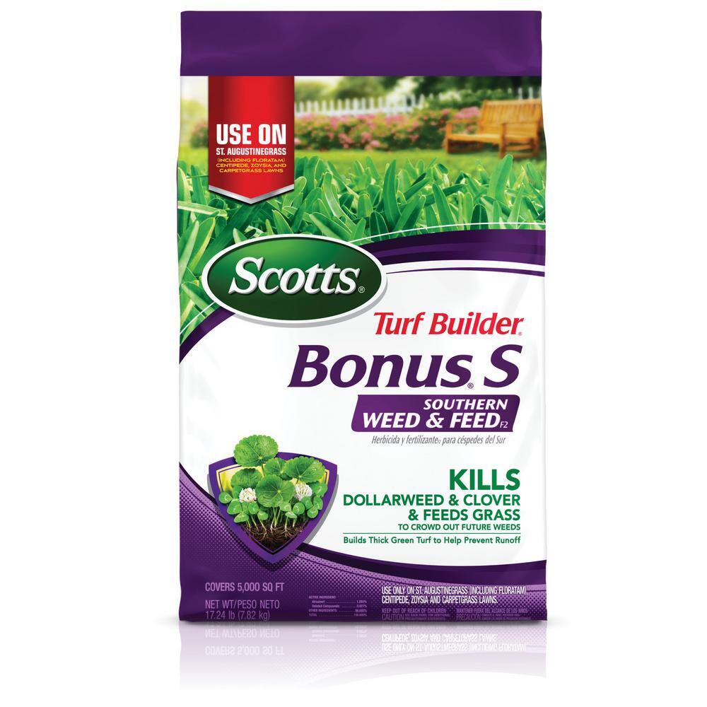 Scotts Turf Builder Bonus S 17.24 lbs. 5000 sq. ft. Florida Weed and Feed Weed Killer Plus Fertilizer 21030-1