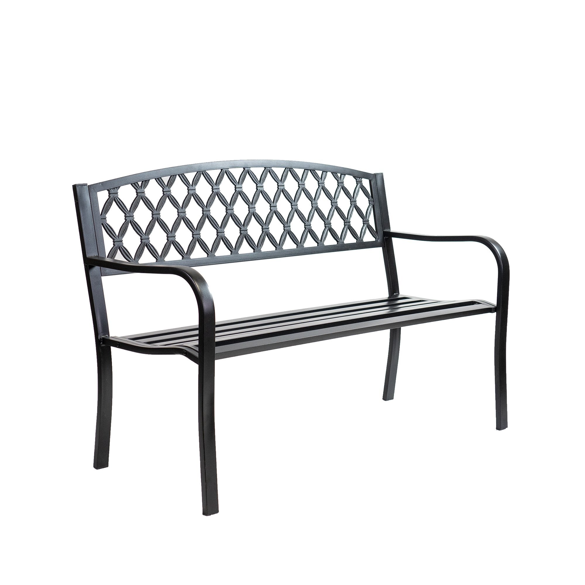 Patio Premier Lattice Back Metal Park Bench - Black