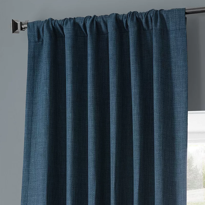 EFF Monochromatic Faux Linen Room Darkening 2-pack Window Curtain Set