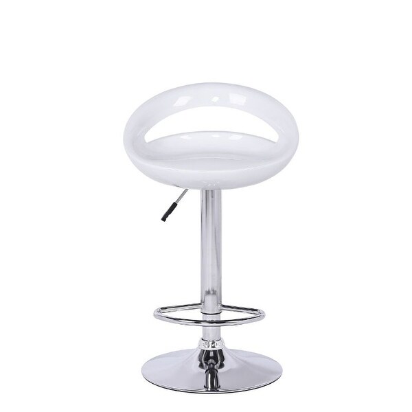 Stool Made Of Abs Plastic And Stainless Steel Base， Adjustable Seat Height， Set Of 4 - White