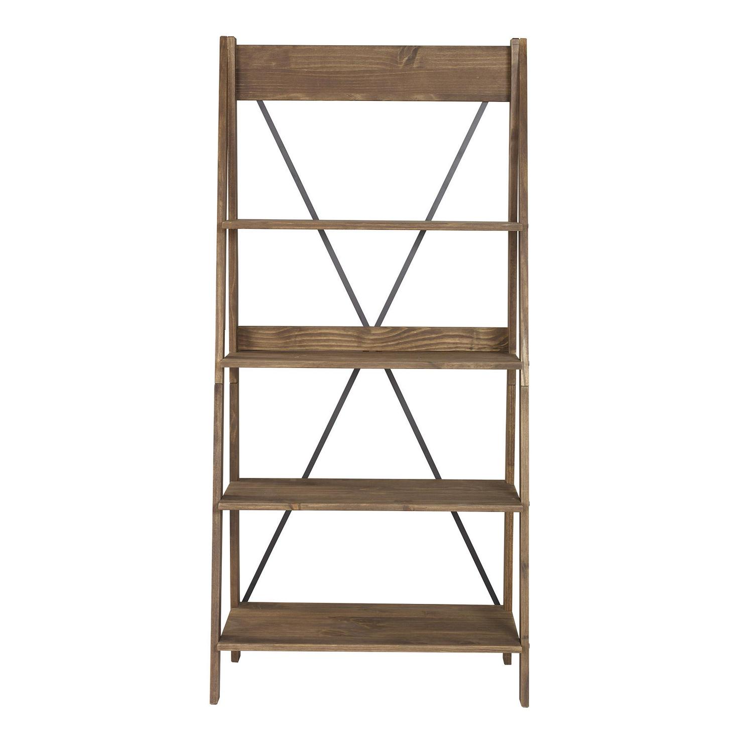 Woven Paths Solid Wood 4-Shelf Ladder Bookshelf- Multiple Colors