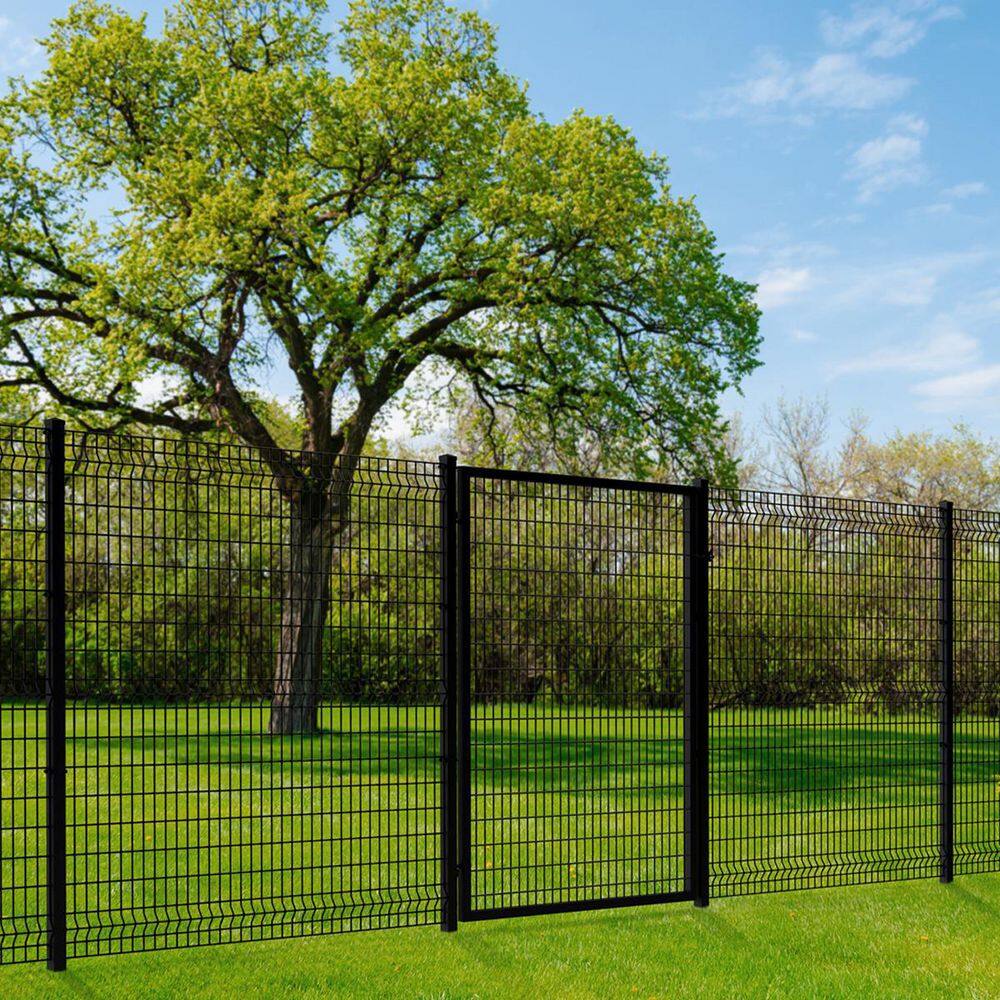 FORGERIGHT 98 in. x 6 ft. H Deco Grid Black Steel Post with Cap 868059