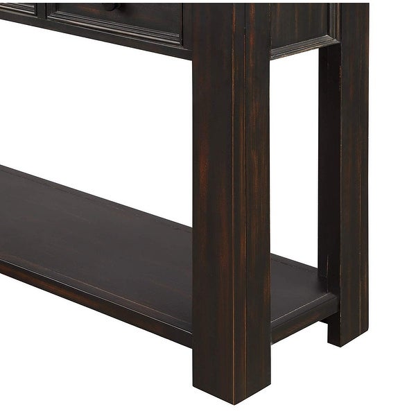 Nestfair 4-Drawer Console Table with Bottom Shelf