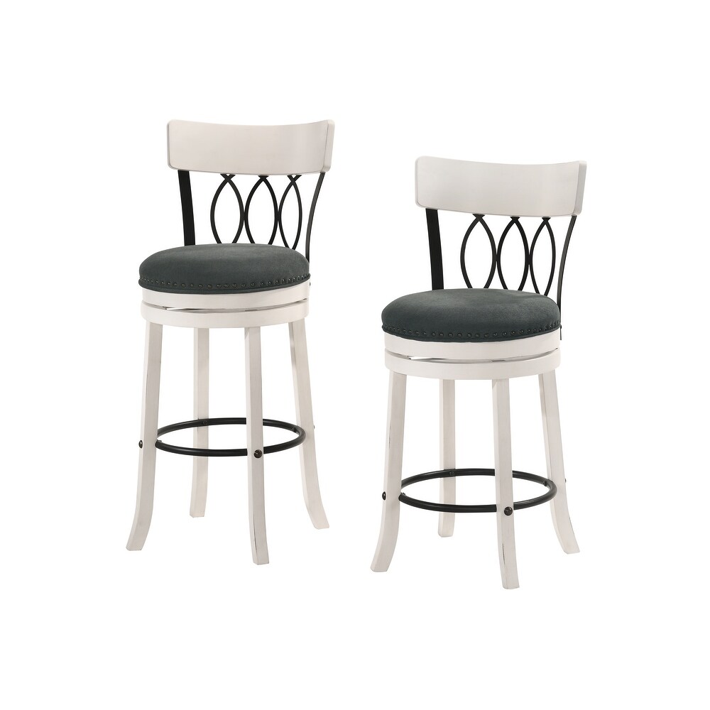 Wynn Contemporary Wood and Fabric Swivel Bar Height Chairs (Set of 2) by Furniture of America