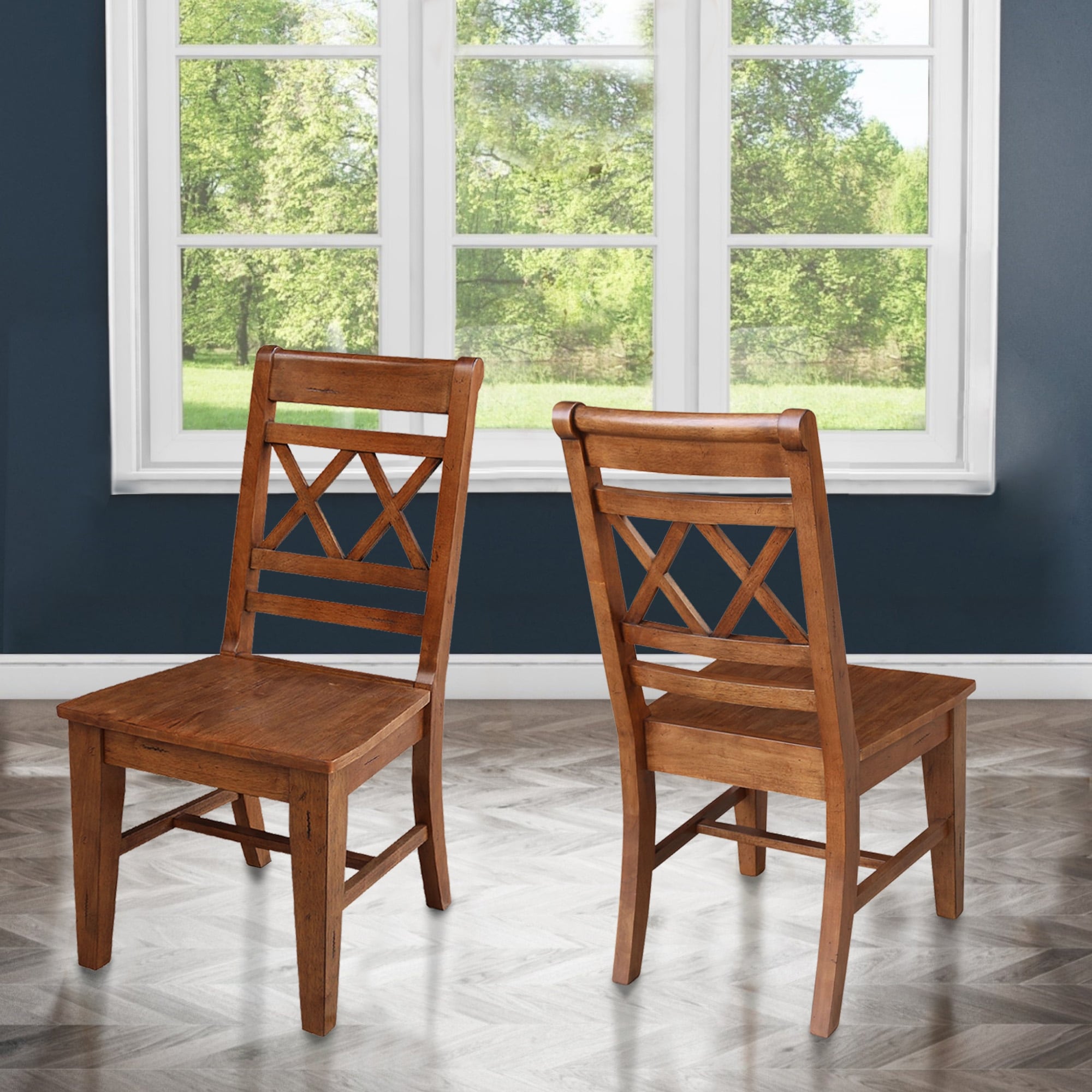 Double X-Back Chair， Set of Two