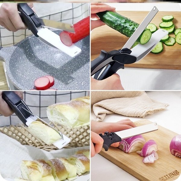 2-in-1 Knife and Built-in Cutting Board Food Chopper