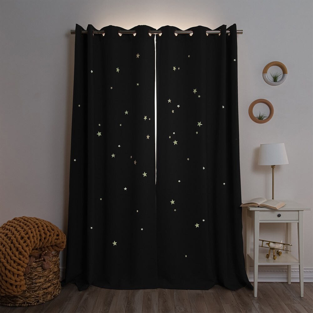 Aurora Home Keedle Doodle DIY Curtain Decoration Set with 2 Blackout Curtains and Glow in the Dark Star Stickers