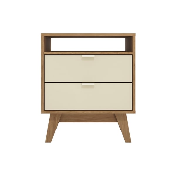 Hartford 2 Drawer Nightstand with Niche in Light Brown Crème - - 37050778