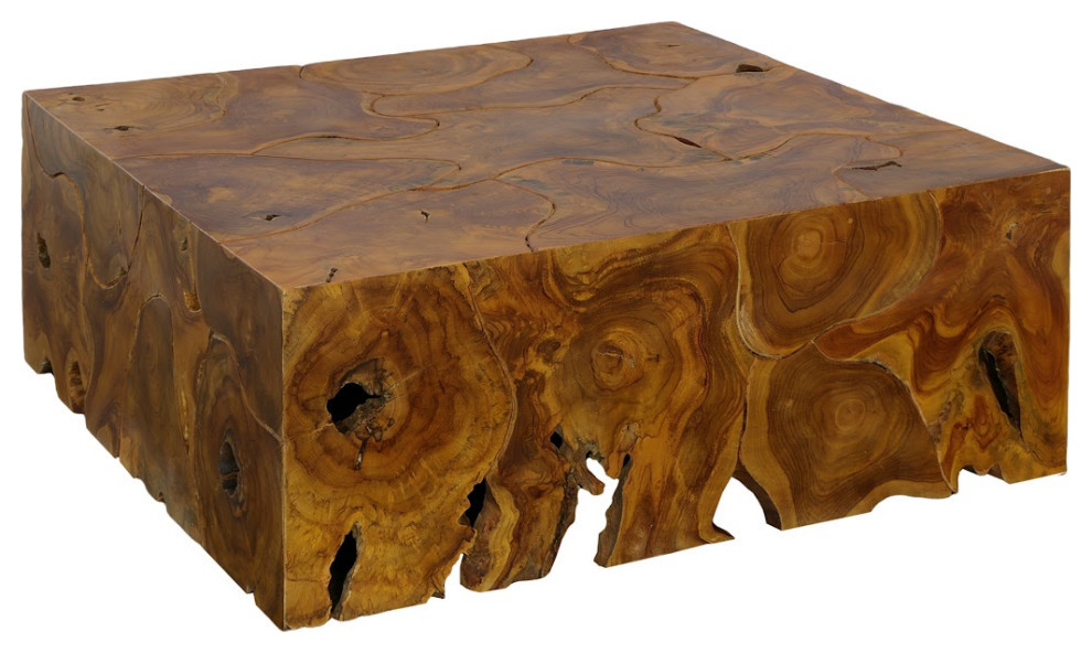 Warm Red Teak Teak Slice Coffee Table  Square   Rustic   Coffee Tables   by Phillips Collection  Houzz