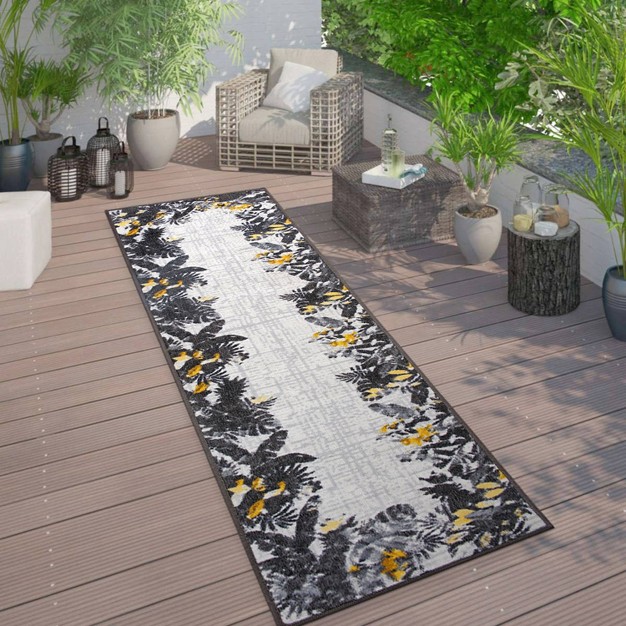 World Rug Gallery Contemporary Floral Border Indoor outdoor Area Rug