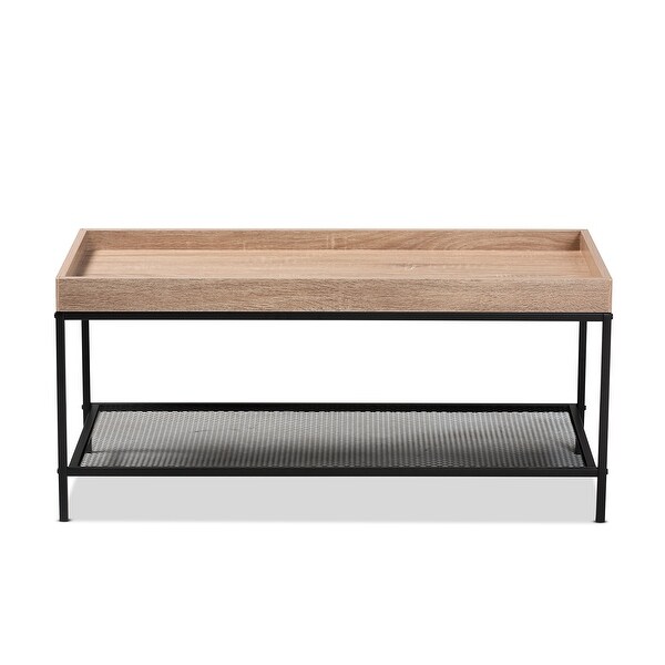 Overton Modern Industrial Oak Brown Finished Wood/ Metal Coffee Table