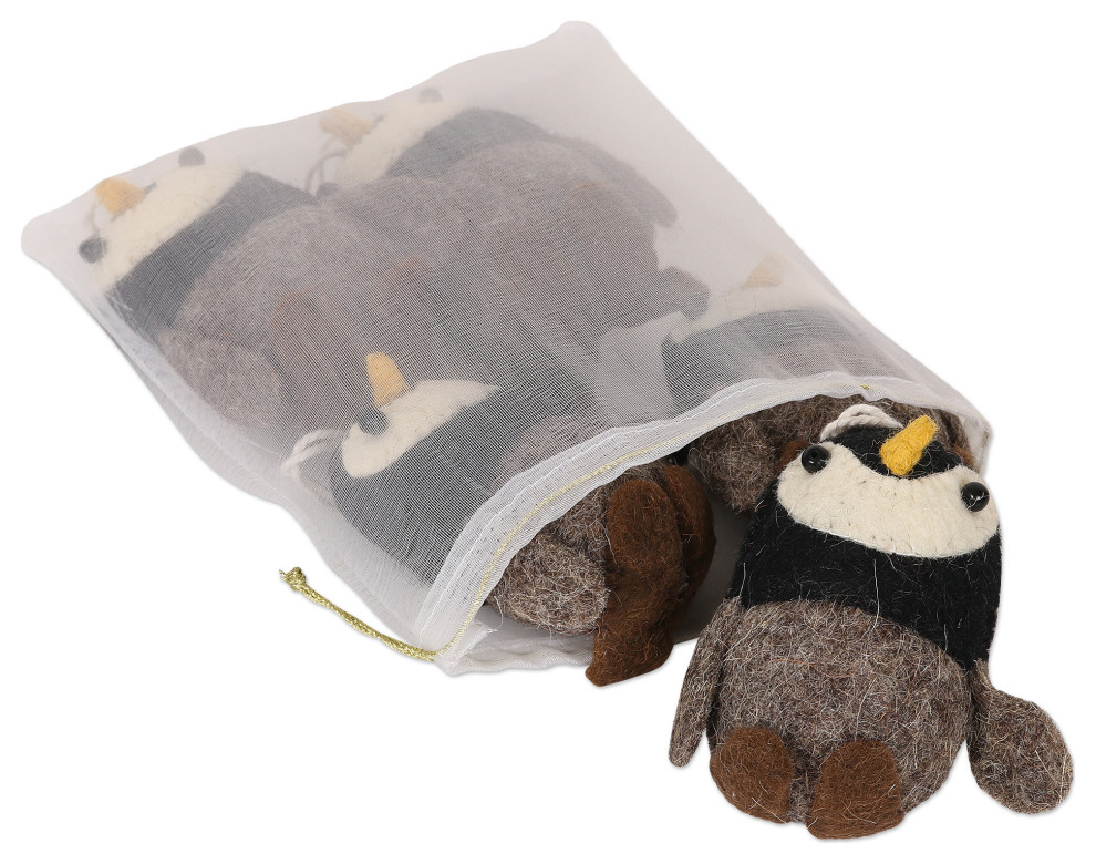 Novica Handmade Penguin Charm Wool Felt Ornaments (Set Of 5)   Christmas Ornaments   by NOVICA  Houzz