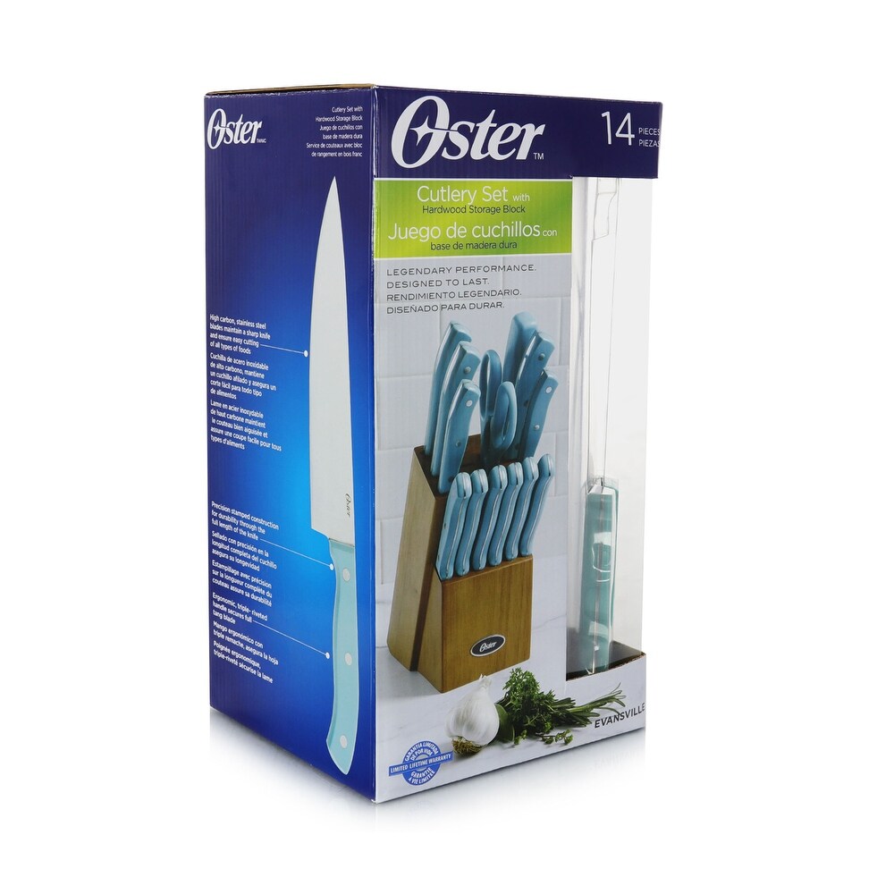 14 Piece Lightweight Stainless Steel Cutlery Set with Teal