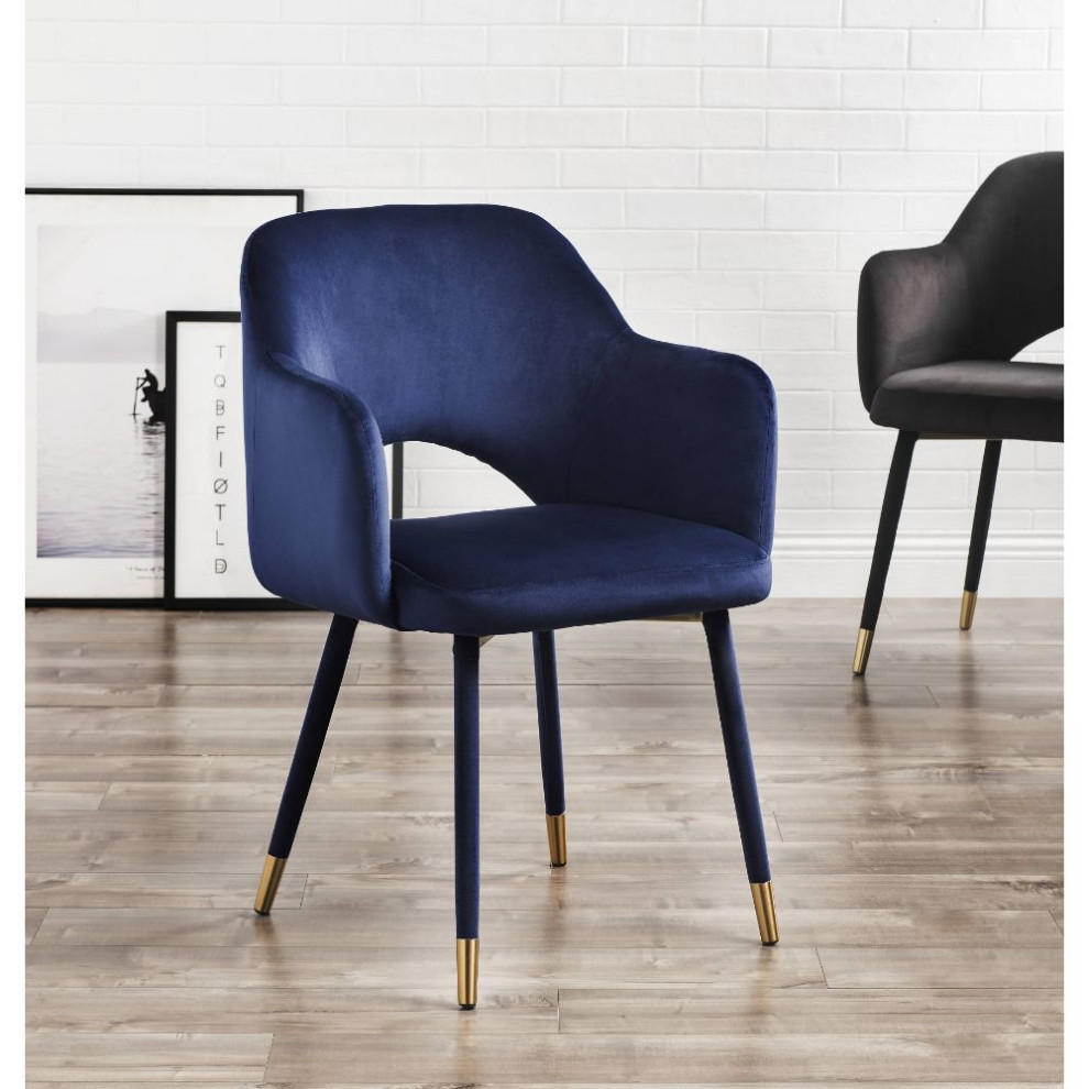 Acme Applewood Accent Chair Ocean Blue Velvet and Gold   Midcentury   Armchairs And Accent Chairs   by AMOC  Houzz