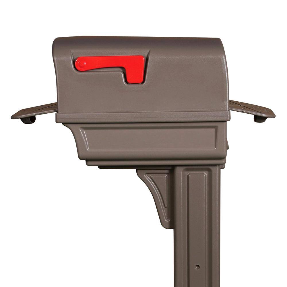 Architectural Mailboxes Gentry Mocha Medium Plastic All-in-One Mailbox and Post Combo GGC1M00AM