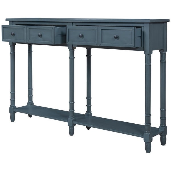 Console Table Sofa Table with Two Storage Drawers and Bottom Shelf for Living Room， Entryway