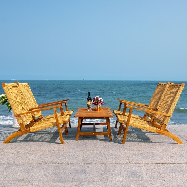 SAFAVIEH Outdoor Deven 5Piece Acacia Wood Coffee Set.