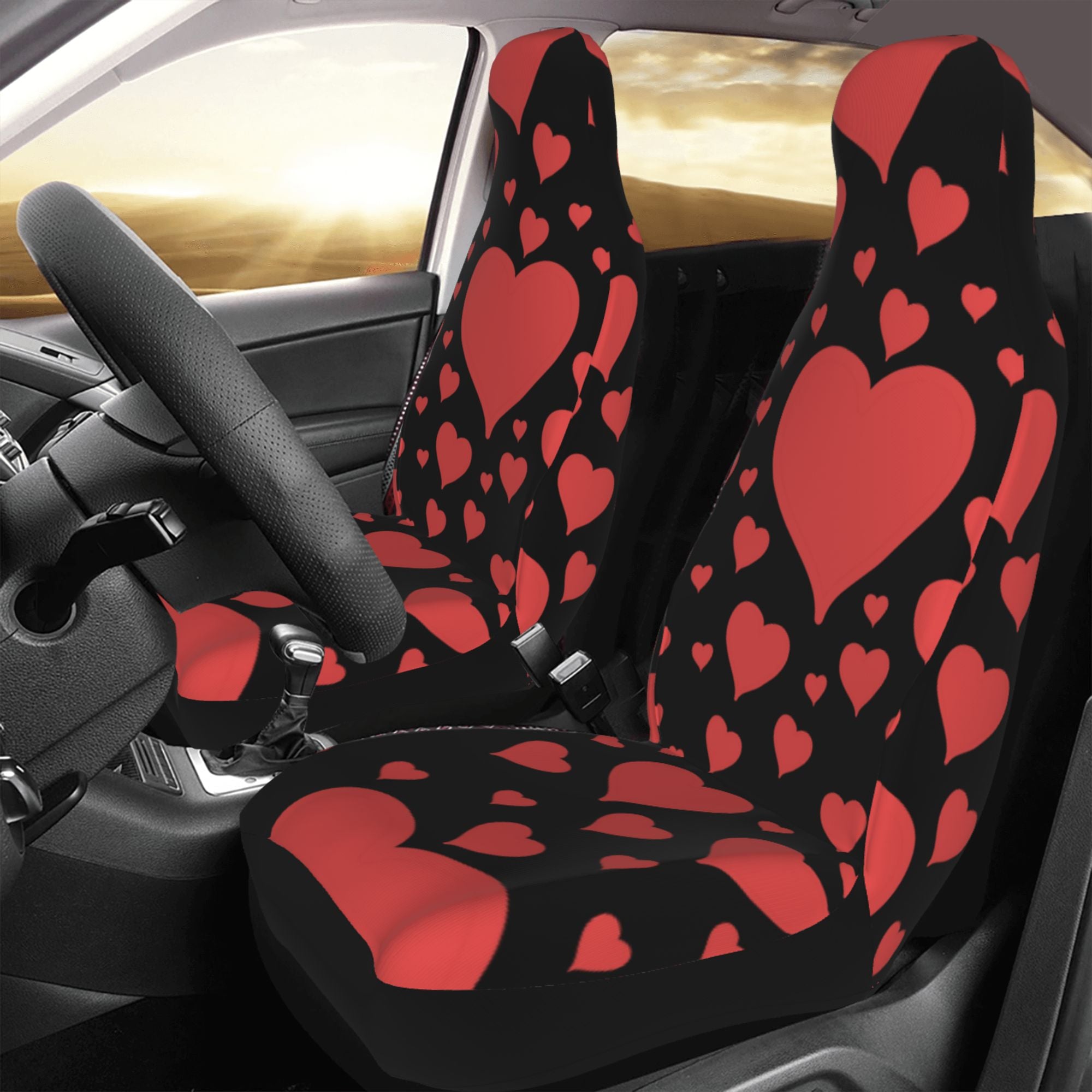 ZICANCN Car Seat Cover Poker Hearts Valentine Pink Car Front Seat Covers Protectors ， Automotive Seat Covers for Cars Trucks Suv