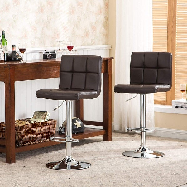 GTU Furniture Counter Height Modern Square PU Leather Adjustable Swivel Bar Stools (Set of 2)