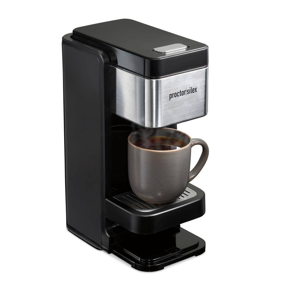 Proctor Silex 1-Cup Black and Stainless Steel Drip Coffee Maker with 40 oz. Reservoir 49919