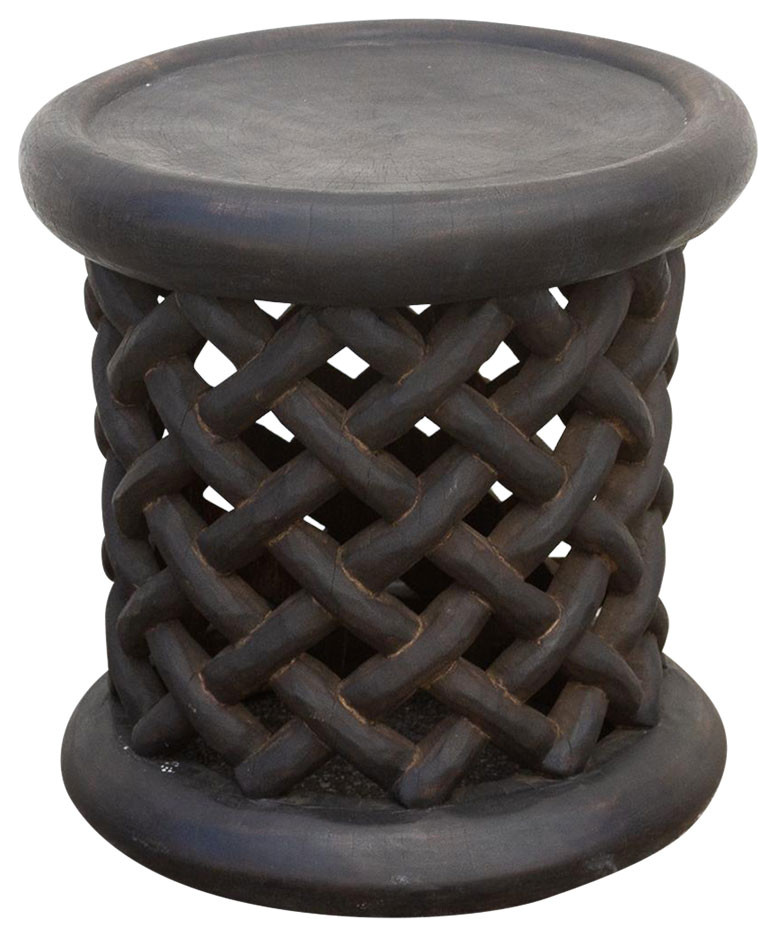 Rustic Dark Walnut Small African Bamileke End Table   Industrial   Side Tables And End Tables   by De cor  Houzz