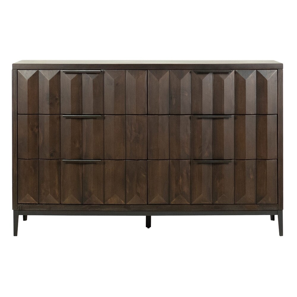 Emilia Pine Modern 6 Drawer Storage Dresser