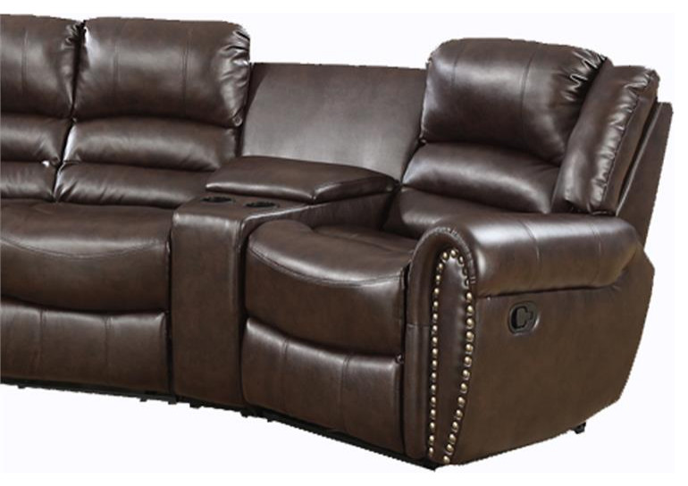 Benzara 5 Piece Modern Bonded Leather Motional Home Theater Sectional in Brown   Theater Seating   by Homesquare  Houzz