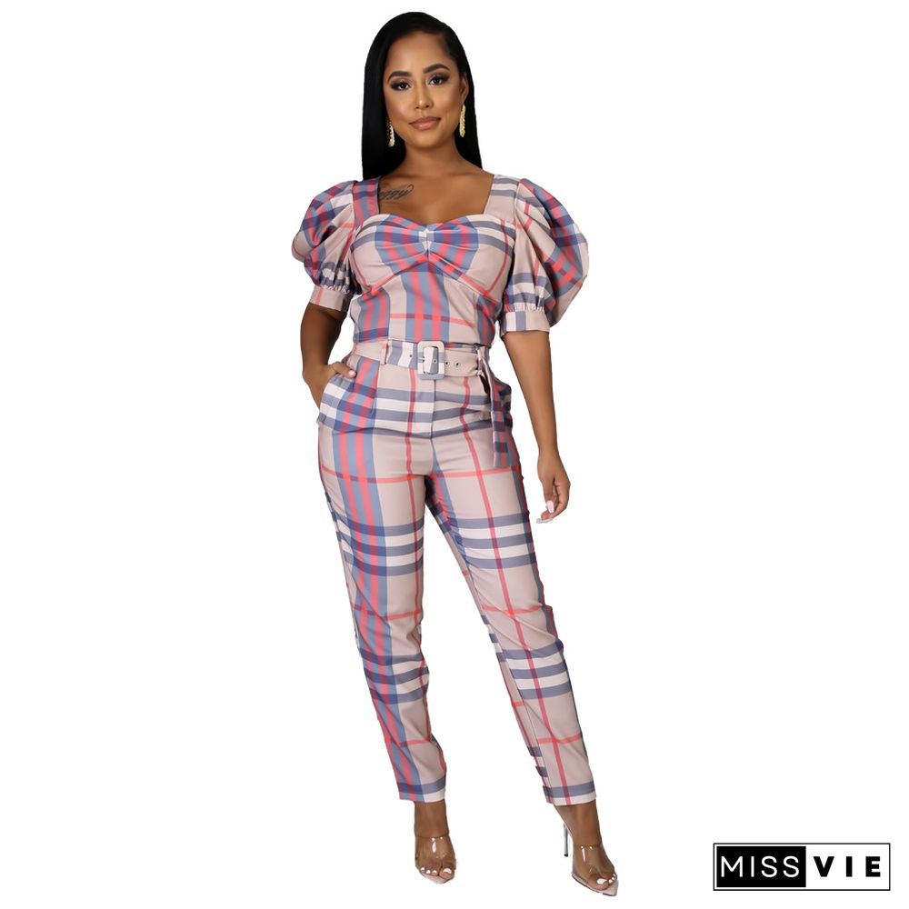 Classic Stripes High Waist Onesies Jumpsuit (with Belt)