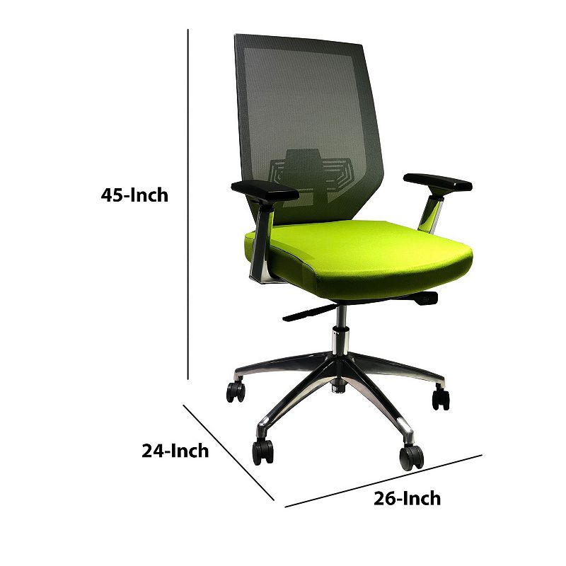 Adjustable Mesh Back Ergonomic Office Swivel Chair with Padded Seat and Casters， Green and Gray