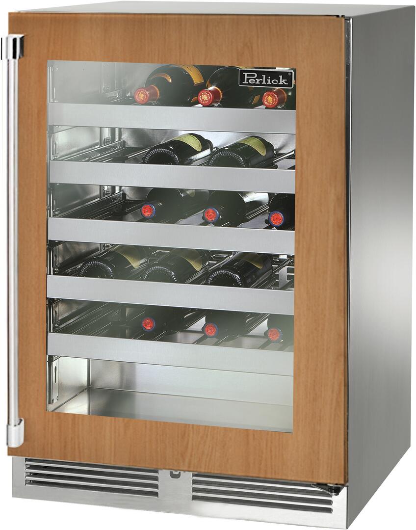 Perlick 48 Inch Signature Series Panel Ready Wine Cooler Pair with HP24WS44L Left Hinge Glass Door Wine Cooler and HP24WS44R Right Hinge Solid Glass Wine Cooler