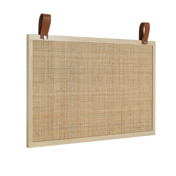 Natural Twin Headboard Rattan Wood Panel Wall Mounted - - 36951909