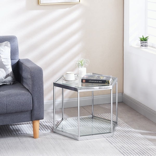 Glass Coffee Table with Stainless Steel Frame