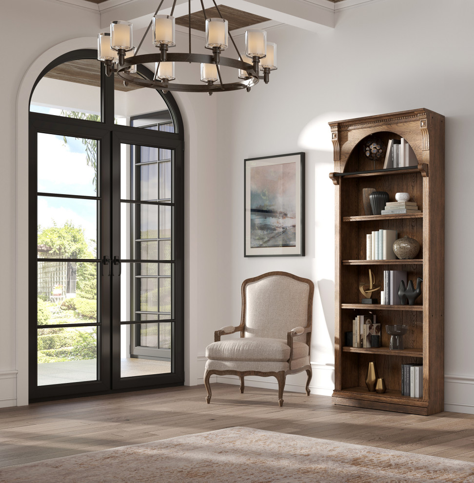 Traditional 8  x27Tall Wood Bookcase  Storage Organizer  Fully Assembled  Brown   Traditional   Bookcases   by Martin Furniture  Houzz