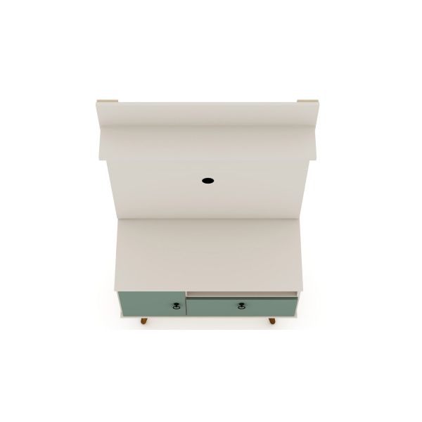 Tribeca 35.43 TV Stand and Panel in Off White and Green Mint