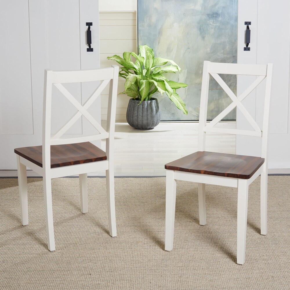 SAFAVIEH Silio Farmhouse X Back Dining Chair (Set of 2)   18.4\