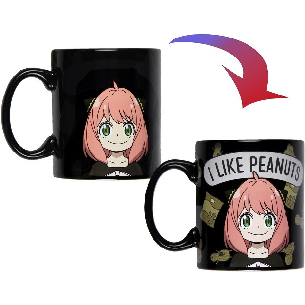 Spy X Family Anime Merch Anya Forger Heat Changing 16 Oz Ceramic Coffee Mug Cup Black