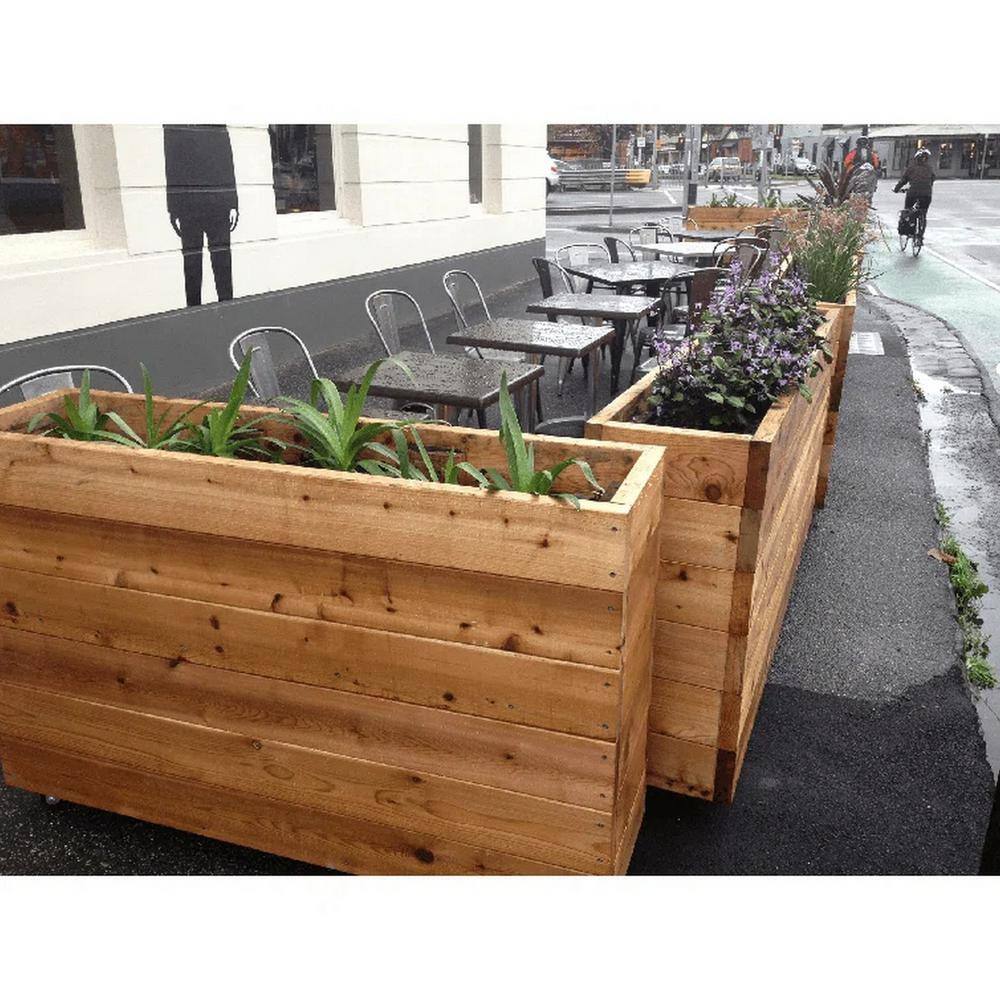 Ejoy 44 in. x 12 in. x 36 in. Solid Wood Mobile Planter Barrier in Unfinished Wood Color SolidWoodPlanter_44x36x12