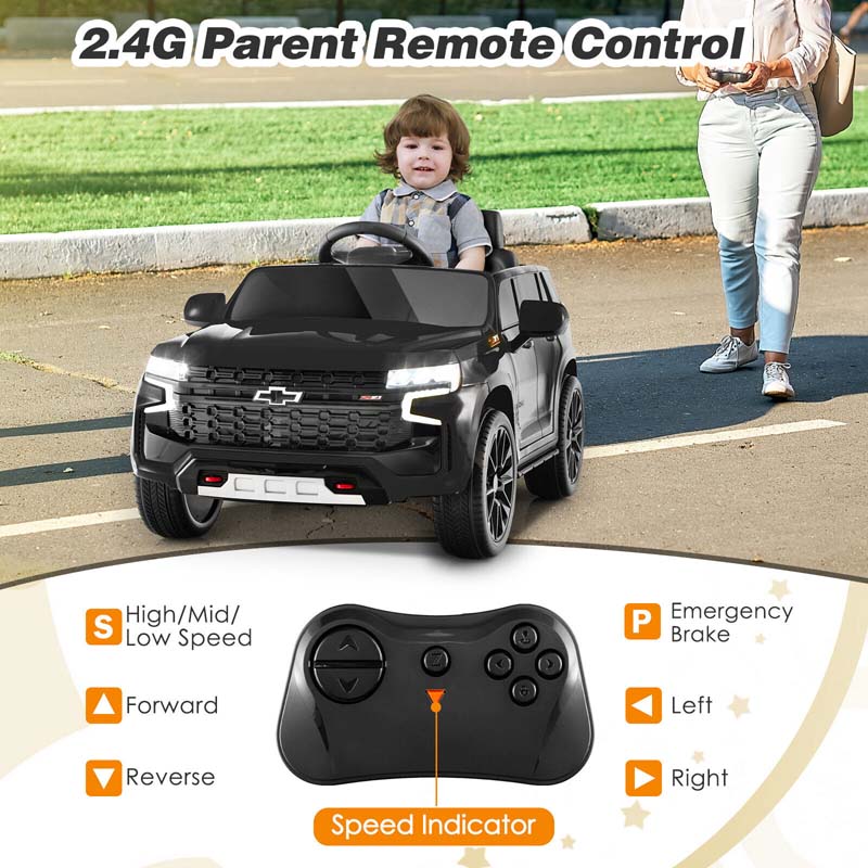 Licensed Chevrolet Tahoe Kids Ride On Car 12V Battery Powered Electric Truck SUV RC Vehicle with Light & Music