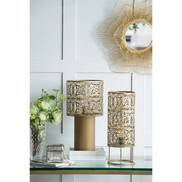 Modern Gold Lattice Iron Square Shade Table Lamp