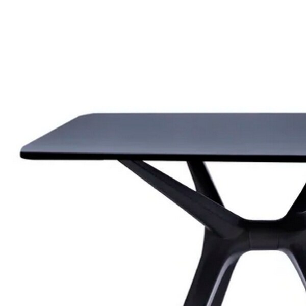 Filia 29 Inch Outdoor Dining Table，Rectangular Top，Tapered Legs，Black