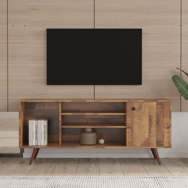 TV Stand Use in Living Room Furniture with 1 storage and 2 shelves Cabinet