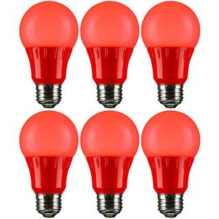 Sunlite 22-Watt Equivalent A19 LED Red Light Bulbs Medium E26 Base in Red (6-Pack) HD02213-6