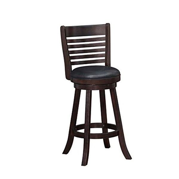 Swivel Barstool with Leatherette Seating， Set of 2， Brown and Black - 17.5 H x 19.5 W x 43.5 L Inches