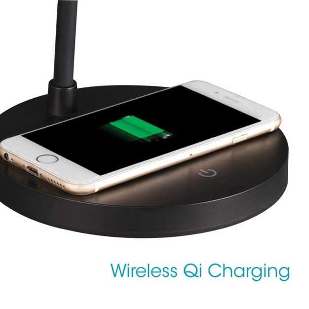 Shine Desk Lamp Wireless Charging includes Led Light Bulb Black Ottlite