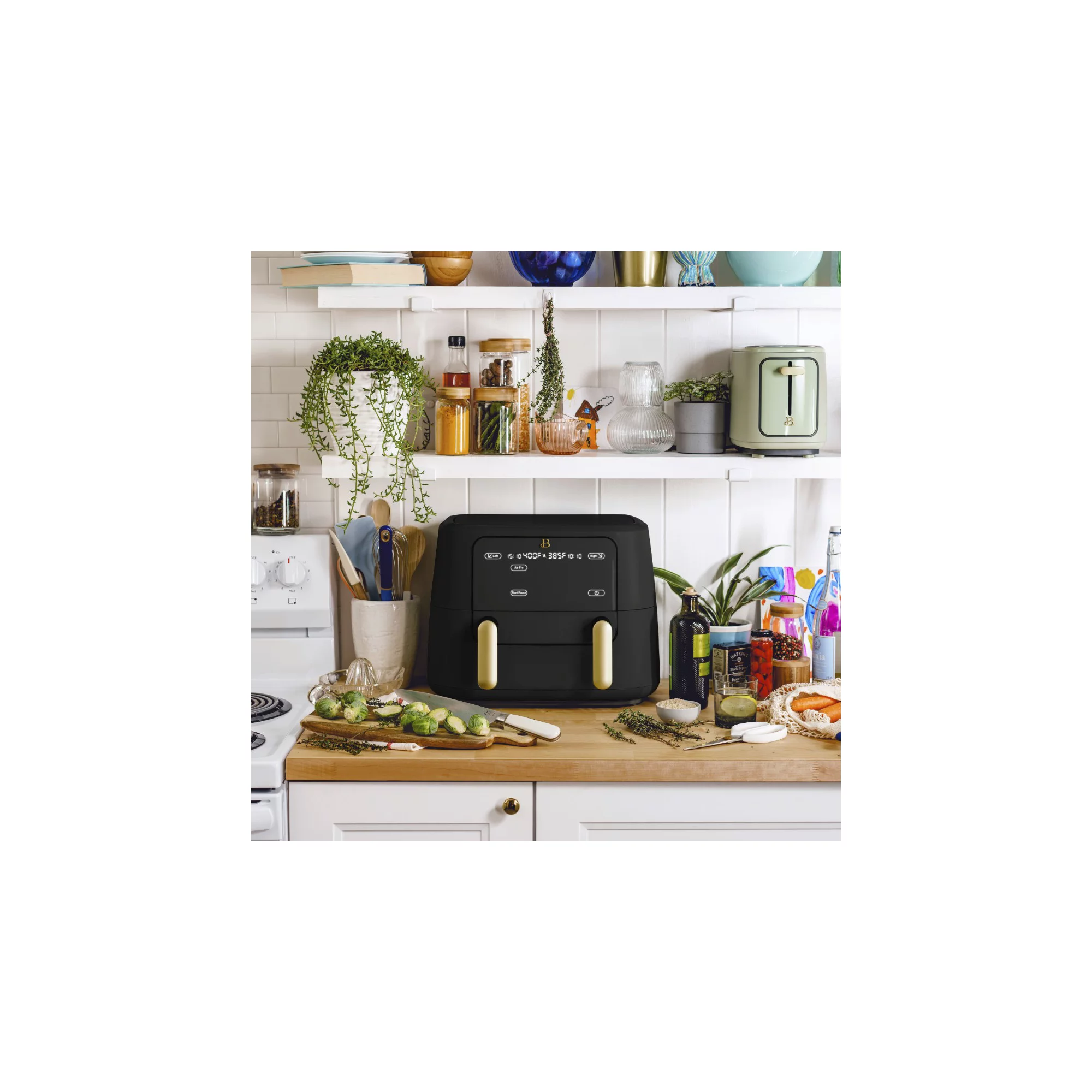 Beautiful 9QT TriZone Air Fryer， Black Sesame by Drew Barrymore