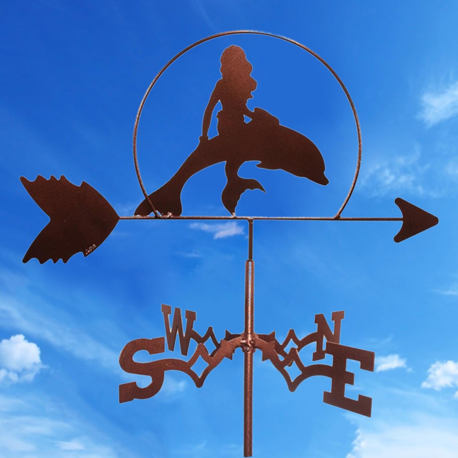 Mermaid Stainless Steel Weather Vane， Farm Retro Durable Scene Garden Weather Vane Garden Yard easy to use and Install