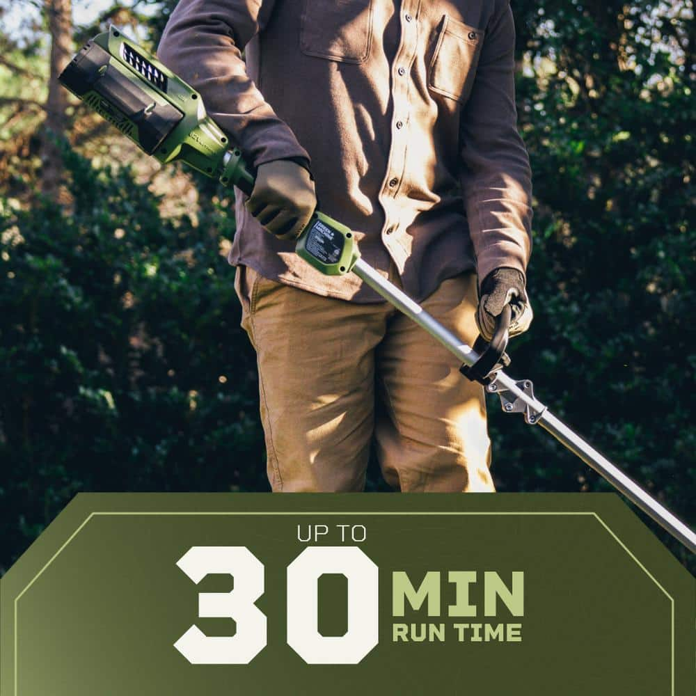 Green Machine 62V 2-Tool Combo Kit: 600 CFM， 120 MPH Axial Blower， 16 in Brushless String Trimmer， 4Ah battery， Rapid Charger (4 pcs)