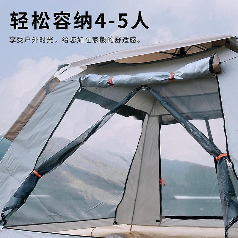 Outdoor camping automatic tent 2-3-4 person tent-Tent (medium) cloud grey