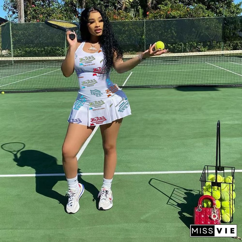 Casual Printed Cute Tennis Dress